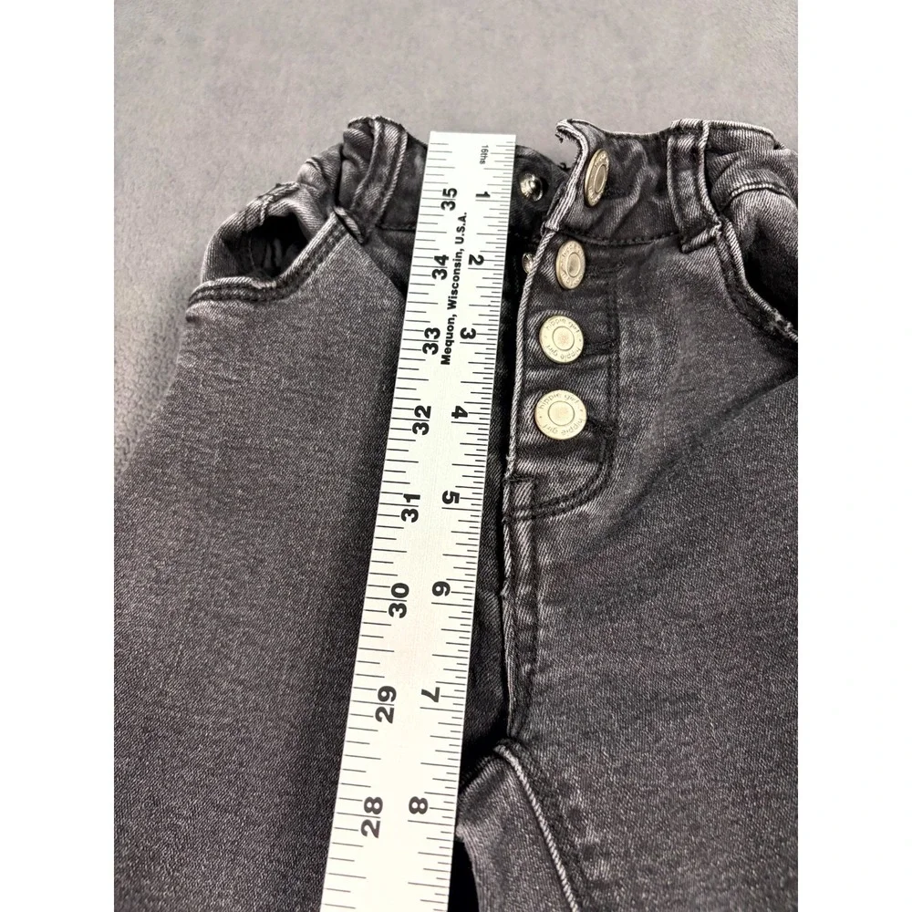 Hippie Girl Flare Jeans 8 Gray Denim Cotton Stretch Elastic Waist Frayed Hem
